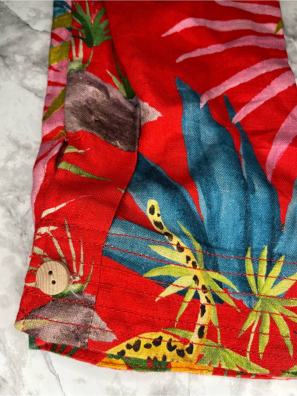 FARM Rio Red Tropical-Print Spaghetti-Strap Jumpsuit with Belt - Picture 7 of 8
